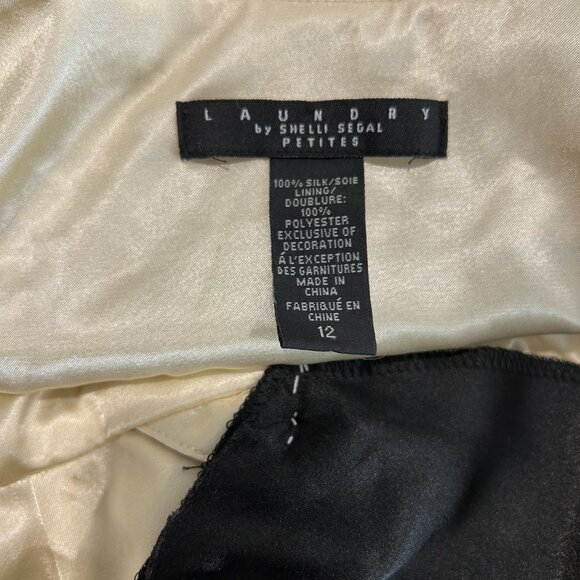 Laundry by‎ Shelli Segal Ivory Silk Floral Print Dress • Sz 12 • Bead Trim Lined - Picture 5 of 6